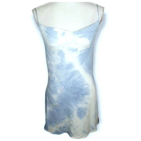 ZAFUL BLUE & WHITE TIE DYE SIDE SLITS COWL NECK CAMI MINI DRESS SZ.M NWT. - Picture 2 of 9